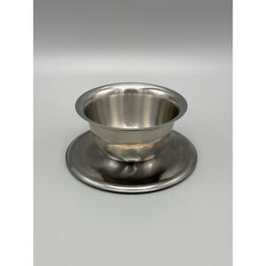 Vintage Wm. A Rogers Stainless Steel Gravy Dip Bowl With Attached Saucer Tray
